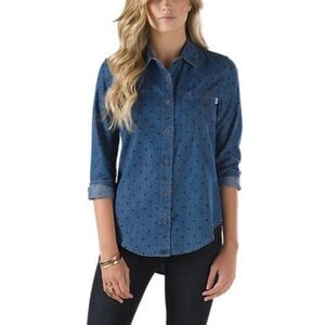 Vans Women’s So Rowdy Dot Print Button-Down Shirt Size X-Small